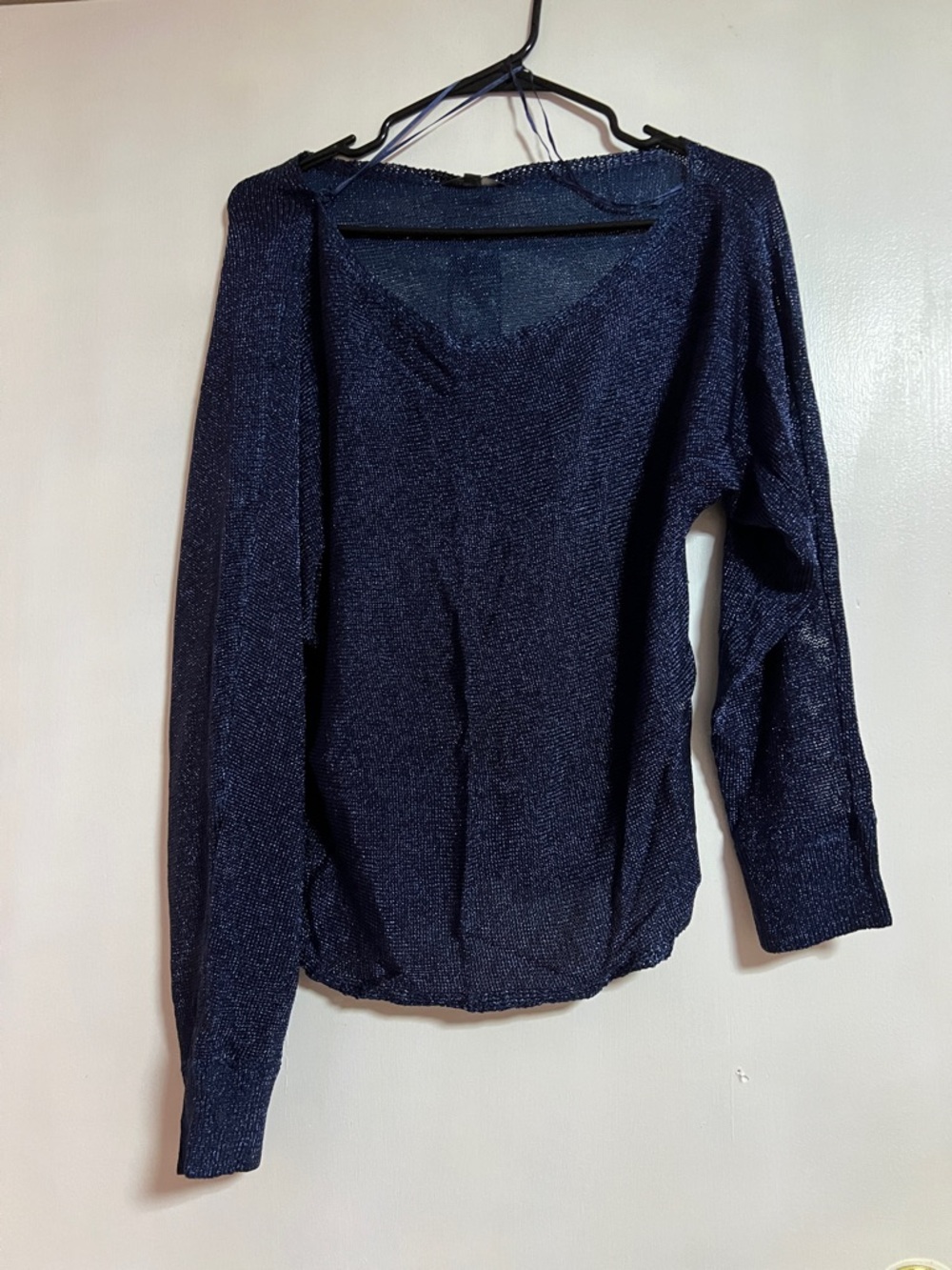 Guess Sparkle Knit Long Sleeve Top - Navy Blue Sz Large
